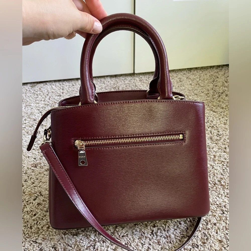 DKNY Red Leather Paige Dome Satchel NWOT - Picture 4 of 10